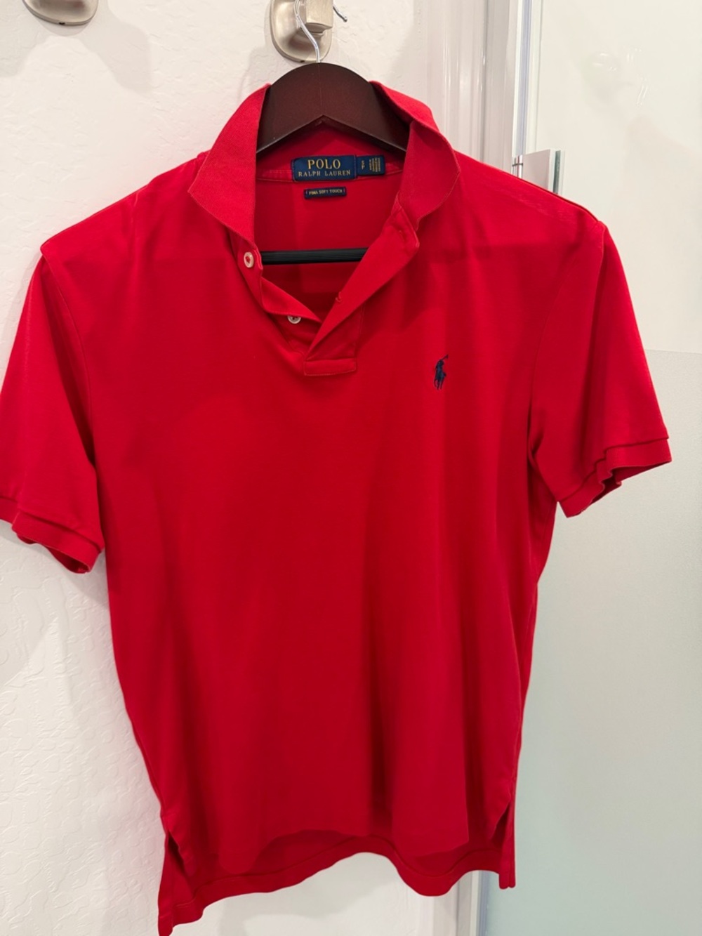 Polo by Ralph Lauren Red Short Sleeve Classic Polo with Navy Logo